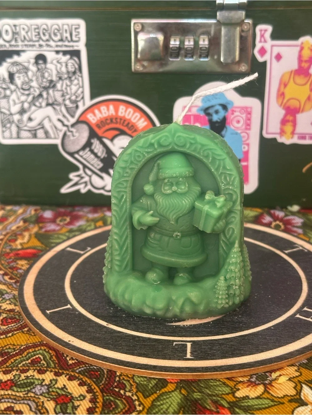 Green Santa Christmas Candle